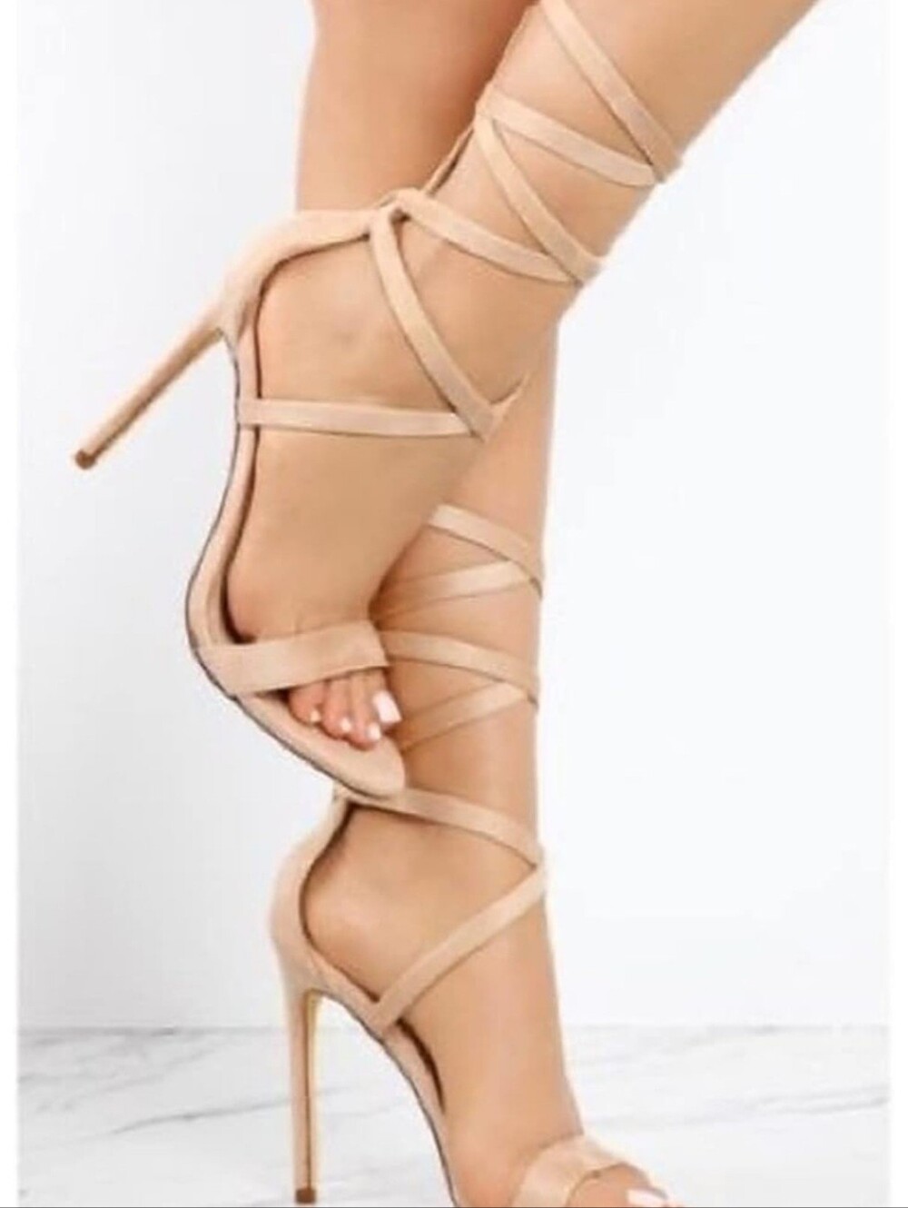 Liliana Nude Wrap-Around Stiletto Sandals